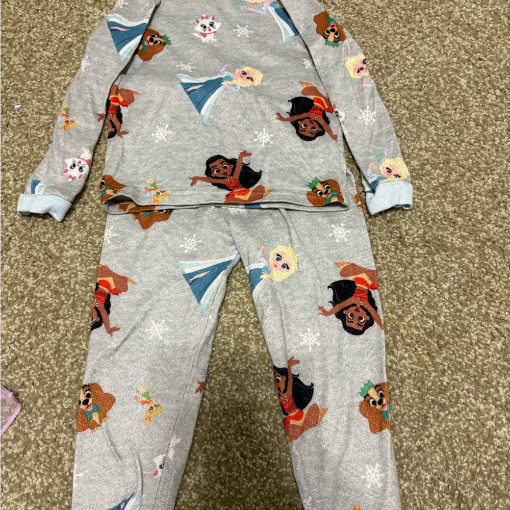 Disney Multicolor Character Pajama Set and  Repunzel nightgown. Both 4T. EUC